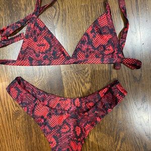 Zaful red snakeskin bikini.